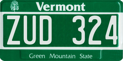 VT license plate ZUD324