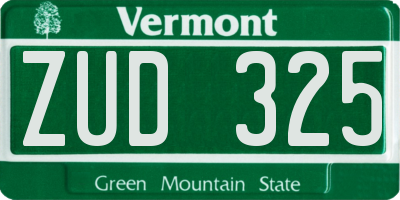 VT license plate ZUD325