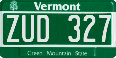 VT license plate ZUD327