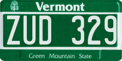 VT license plate ZUD329