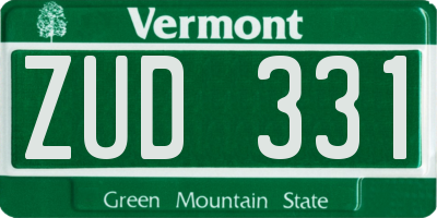 VT license plate ZUD331