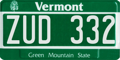 VT license plate ZUD332
