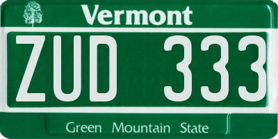VT license plate ZUD333
