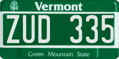 VT license plate ZUD335