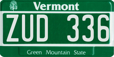 VT license plate ZUD336