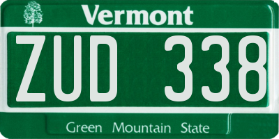 VT license plate ZUD338