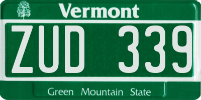 VT license plate ZUD339