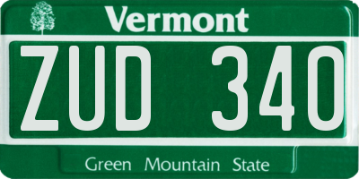 VT license plate ZUD340