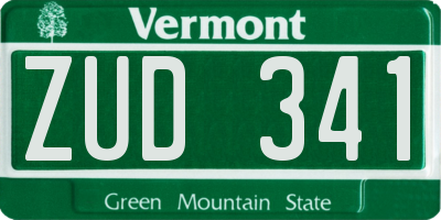 VT license plate ZUD341
