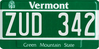 VT license plate ZUD342