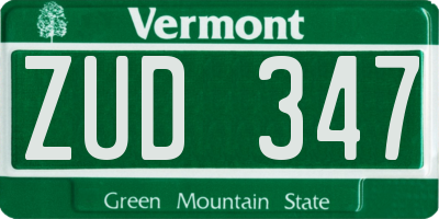 VT license plate ZUD347