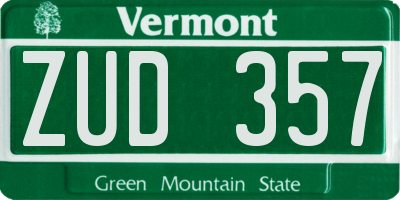 VT license plate ZUD357