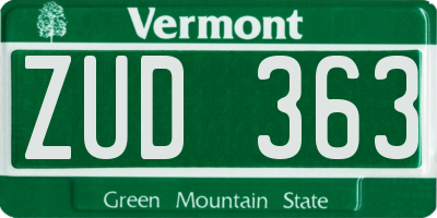 VT license plate ZUD363