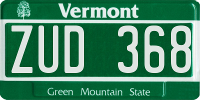 VT license plate ZUD368