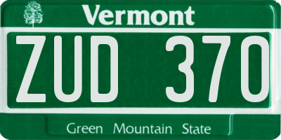 VT license plate ZUD370