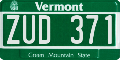 VT license plate ZUD371