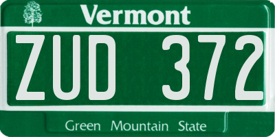 VT license plate ZUD372