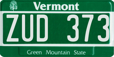 VT license plate ZUD373