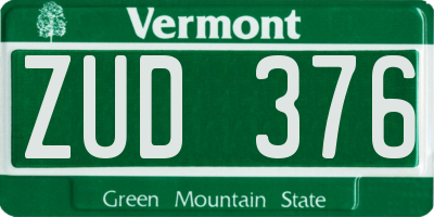 VT license plate ZUD376