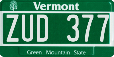 VT license plate ZUD377