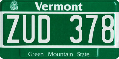 VT license plate ZUD378
