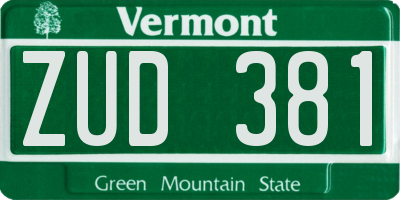 VT license plate ZUD381