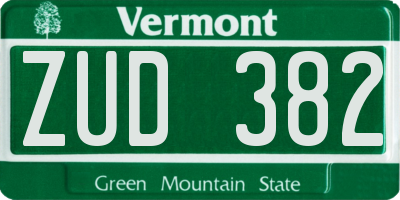 VT license plate ZUD382