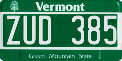 VT license plate ZUD385