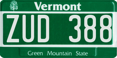 VT license plate ZUD388