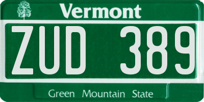 VT license plate ZUD389