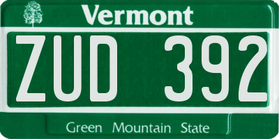 VT license plate ZUD392