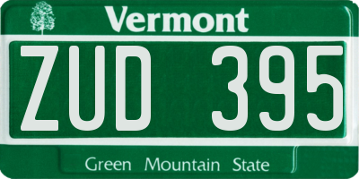 VT license plate ZUD395