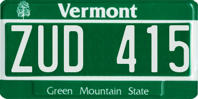 VT license plate ZUD415