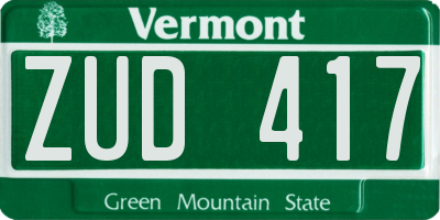 VT license plate ZUD417