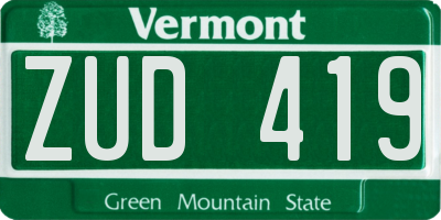 VT license plate ZUD419