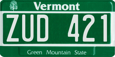 VT license plate ZUD421