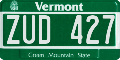 VT license plate ZUD427