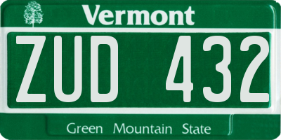 VT license plate ZUD432