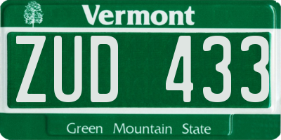 VT license plate ZUD433