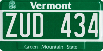 VT license plate ZUD434