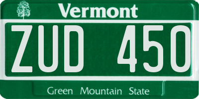 VT license plate ZUD450