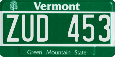 VT license plate ZUD453