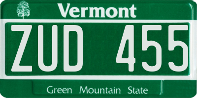 VT license plate ZUD455