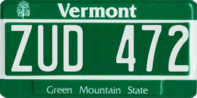 VT license plate ZUD472