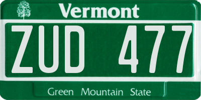 VT license plate ZUD477