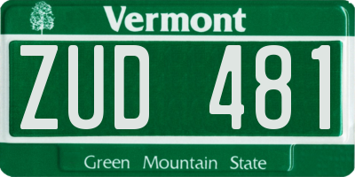 VT license plate ZUD481