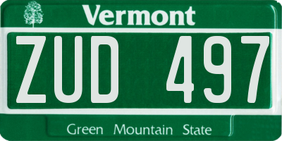 VT license plate ZUD497
