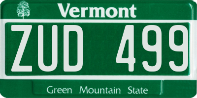VT license plate ZUD499