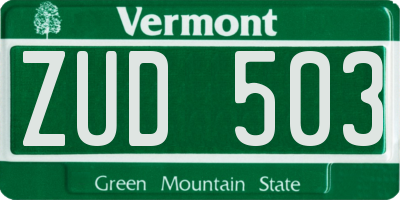 VT license plate ZUD503
