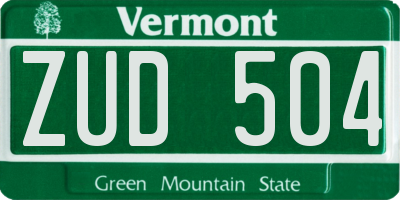 VT license plate ZUD504